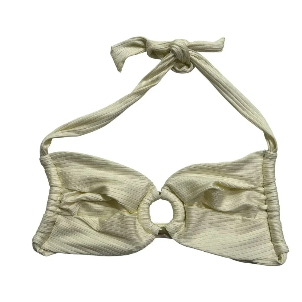 MONDAY Swimwear Bronte Bikini Top in Ivory Shiny Rib